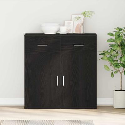 Dressoir met lade Zwart eiken 79 x 38 x 80 cm Bewerkt hout