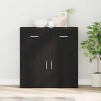 Dressoir met lade Zwart eiken 79 x 38 x 80 cm Bewerkt hout