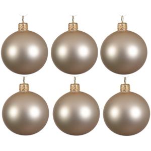 Kerstballen set - 12x stuks - parel/champagne - glas - 6 cm - mat - kerstversiering