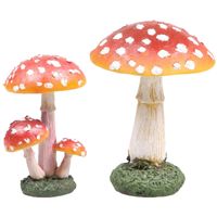 Decoratie paddenstoelen setje met 4x vliegenzwam paddenstoelen - herfst thema - thumbnail