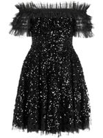 Needle & Thread robe courte Sequin Wreath à coupe évasée - Noir