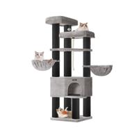 Grote kattenboom met stevige sisal palen en ligplaatsen, Duifgrijs + Inktzwart