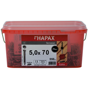 pgb-Europe - HAPAX hardhoutschroeven 5x70 A2 (set)/emmer - HAP020A00SET070M