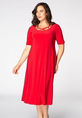 Yoek Jurk met bandjes | Rood | Maat 50/52