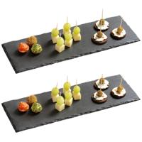 Kesper Serveerplank - 2x - Leisteen - 13 x 38 cm - rechthoek