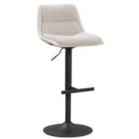 Leen Bakker - Barkruk Jens - Verstelbaar - Zand - Stof - Beige - 38x42x92.5 Cm