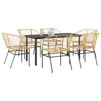 7-delige Tuinset poly rattan glas bruin