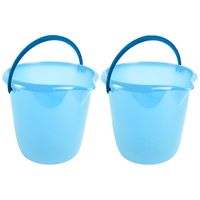 Set van 2x stuks blauwe schoonmaakemmers/huishoudemmers 10 liter van dia 28 cm