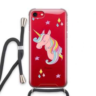 Roze eenhoorn: iPhone SE 2020 Transparant Hoesje met koord