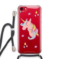 Roze eenhoorn: iPhone SE 2020 Transparant Hoesje met koord