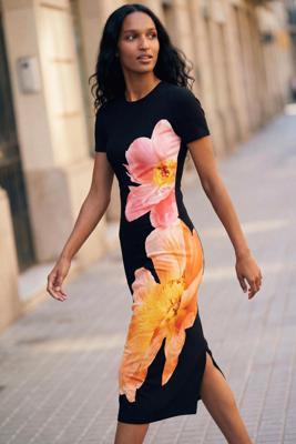 Lange bloemenjurk - BLACK - XL Lange bloemenjurk - BLACK - XL