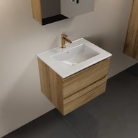 MONDIAZ AIVY 60cm badmeubel Chai, wastafel glanzend wit keramiek midden 1 kraangat met spiegelkast (M60100 - AI-M60CHMI - AI-C60CHMI)
