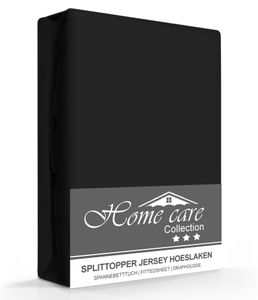Homecare Jersey Splittopper Hoeslaken Zwart-180 x 220 cm