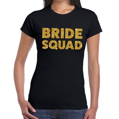 Bride Squad glitter tekst t-shirt zwart dames