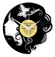Vinyl Klok Meisje Met Vlinder - Gemaakt Van Een Gerecyclede Plaat - thumbnail