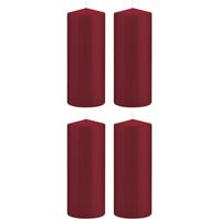 4x Bordeauxrode cilinderkaars/stompkaarsen 8x20cm 119 branduren   -