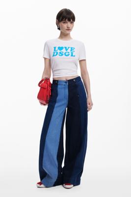 Wide Leg jeans met panelen - BLUE - 36
