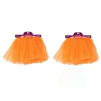 Verkleed tutu rokje - 2x stuks - oranje - voor dames - one size - supporters/koningsdag Verkleed tutu rokje - 2x stuks - oranje - voor dames - one size - supporters/koningsdag