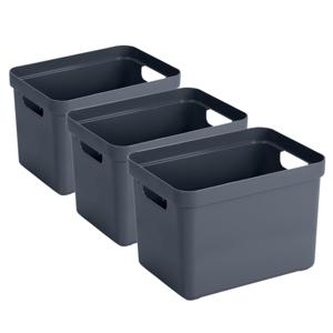 Sunware Opbergbox Sigma - 6x - kunststof - donkerblauw - 18 liter - Opbergbakken/opbergers