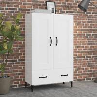 Hoge kast 70x31x115 cm bewerkt hout hoogglans wit