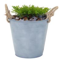 Plantenpot/bloempot emmer Old Rope - zink - zilver - D28 X H27 cm - thumbnail