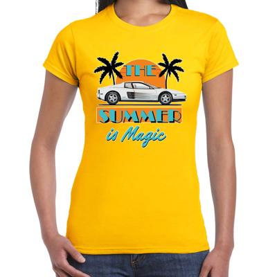 Toppers verkleed T-shirt dames - The summer is Magic - geel - Miami auto - Tropische feestkleding Toppers verkleed T-shirt dames - The summer is Magic - geel - Miami auto - Tropische feestkleding