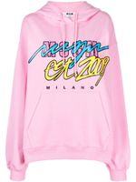 MSGM hoodie en jersey à imprimé graphique - Rose