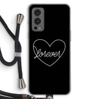 Forever heart black: OnePlus Nord 2 5G Transparant Hoesje met koord