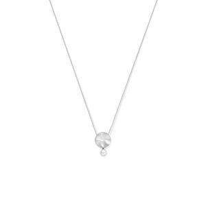 Ketting Rondje zilver-zoetwaterparel wit 1,5 mm 41 + 5 cm