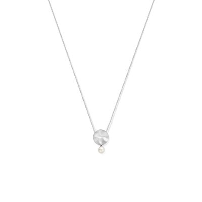 Ketting Rondje zilver-zoetwaterparel wit 1,5 mm 41 + 5 cm