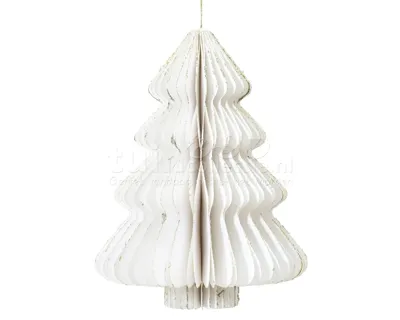 Kerstornament Papieren Kerstboom 20cm Wit
