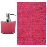 MSV badkamer droogloop mat/tapijt - Bologna - 45 x 70 cm - bijpassende kleur zeeppompje - fuchsia roze - Badmatjes - thumbnail