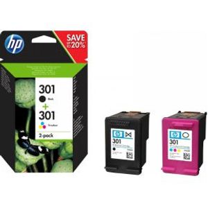 HP 301 originele zwarte/drie-kleuren inktcartridges, 2-pack