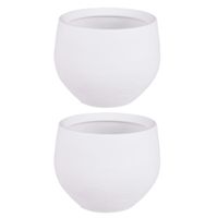 3x stuks bloempot in het mat wit keramiek voor kamerplant H13 x D16 cm