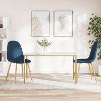 Eetkamerstoelen 2 st fluweel blauw