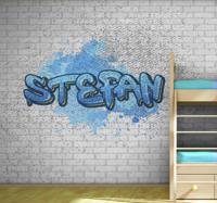 Slaapkamer fotobehang Blauwe graffiti