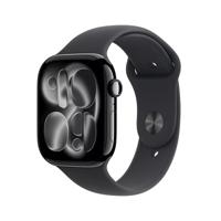 Apple Watch Series 11 GPS + Cellular 46mm Jet Black Aluminium Case met Black Sport Band - M/L Smartwatch Zwart
