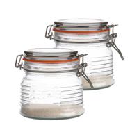 Weckpot/inmaakpot - 2x - 500 ml - glas - met beugelsluiting - D11 x H11 cm - thumbnail