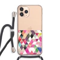Gekleurde driehoekjes: iPhone 11 Pro Max Transparant Hoesje met koord