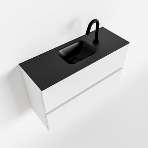 Toiletmeubel Mondiaz Ada | 80 cm | Meubelkleur Talc | Lex wastafel Urban Midden | 1 kraangat