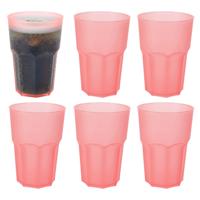 Drinkbekers - 6x - rood - kunststof - 480 ml - onbreekbare camping en kinder bekers Drinkbekers - 6x - rood - kunststof - 480 ml - onbreekbare camping en kinder bekers