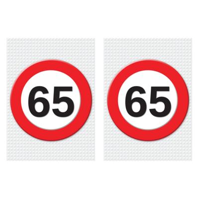Verjaardag deurposter - 2x - 65 jaar - stopbord - 59 x 84 cm - leeftijd feestartikelen Verjaardag deurposter - 2x - 65 jaar - stopbord - 59 x 84 cm - leeftijd feestartikelen