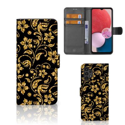 Samsung Galaxy A13 (4G) Hoesje Gouden Bloemen Samsung Galaxy A13 (4G) Hoesje Gouden Bloemen