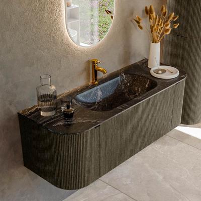 Badmeubel Mondiaz Kurve-Dlux | 130 cm cm | Meubelkleur Shadow | Wastafelkleur Lava | Solid surface | Wasbak midden spoelbak | 1 kraangat