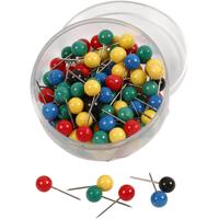 Creativ Company Kaart pinnen, l: 17 mm, d 6 mm, diverse kleuren, 100 div/ 1 doos