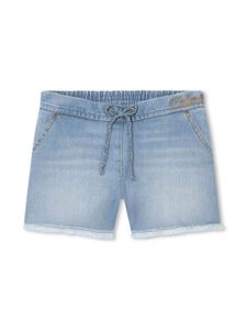 Chloé Kids short en jean délavé à logo brodé - Bleu