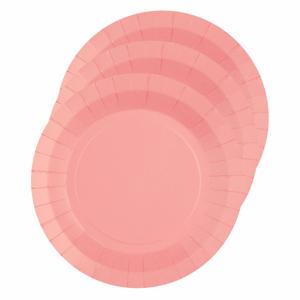 Santex Bordjes karton - 10x - rond - roze - 22 cm - feestbordjes - Verjaardagfeest bordjes