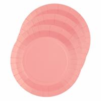 Santex Bordjes karton - 10x - rond - roze - 22 cm - feestbordjes - Verjaardagfeest bordjes