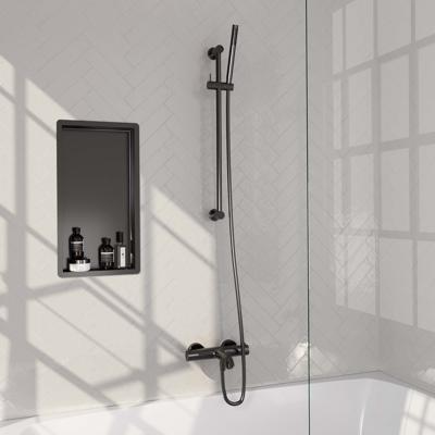 Opbouwset Bad- en Douchekraan Brauer Gunmetal Carving Thermostatisch Met Glijstang Geborsteld Gunmetal