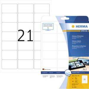 Herma 4904 Universele etiketten 63.5 x 38.1 mm Papier, glanzend Wit 525 stuk(s) Permanent hechtend Laser (zwart/wit), Kopiëren (zwart/wit), Laser (kleur),